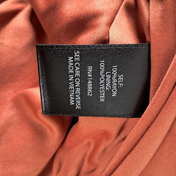 Torrid Tie Front Slit Maxi Dress Crosshatch Woven Orange Rust Size 00 M/L - Picture 10 of 12